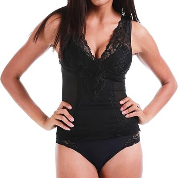 NEW Magic Curves Lace Shaping Camisole Breast Enhancer Pocket Black Small - Picture 3 of 5